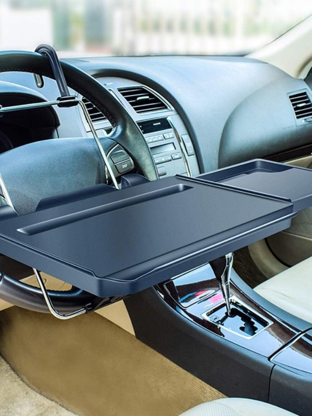 2 in 1 Car Steering Wheel Tray / Back Seat Headrest Tray for Eating Food Drink a